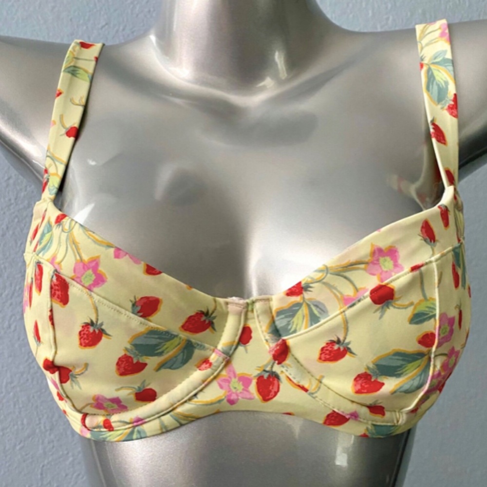 Victorias Secret Yellow Strawberry Wicked Underwire Sling Swim Bikini Top